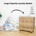 thumbnail image 2 of CHERISHGARD Laundry Hamper 135L Handwoven Rattan Laundry Basket with Lid & Heightened Feet 3 Removable Liner Bags 26x13x26 Inches, 2 of 6