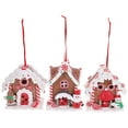 thumbnail image 6 of WEAVILUX 3Pcs Resin House Pendants Glowing Cabins Decorative Xmas Tree Desk Ornaments, 6 of 8
