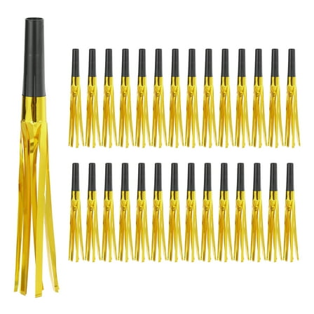Uxcell 30 Pcs Noise Makers, Metallic Fringed Noise Makers Party Whistles for Party Favor, Black/Gold Tone