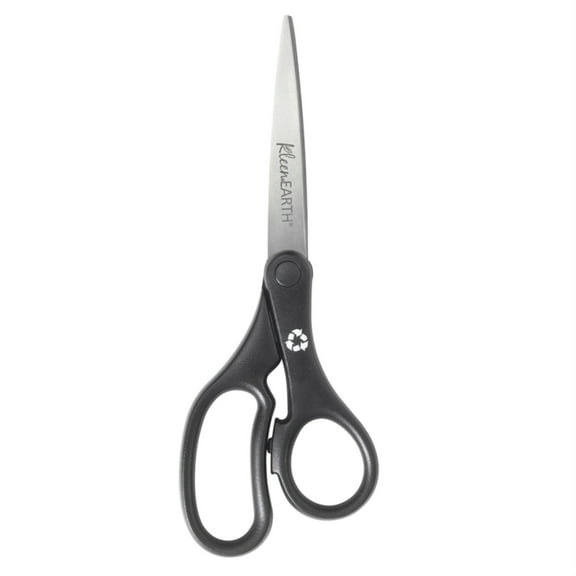 Kleenearth Basic Plastic Handle Scissors, 8" Long, 3.25" Cut Length, Black Straight Handle | Bundle of 5 Each