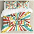 thumbnail image 3 of 70s Party Duvet Cover Set Twin Size, The Seventies Retro Pastel Colored Typography Old Radial Backdrop Artwork Print, Decorative 2 Piece Bedding Set with 1 Pillow Sham, Multicolor, by Ambesonne, 3 of 3