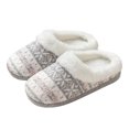 thumbnail image 1 of Women's Memory Foam House Slippers Sweater Knit Embroidered Pattern and Ribbed Hand-Knit Collar House Shoes, 1 of 6