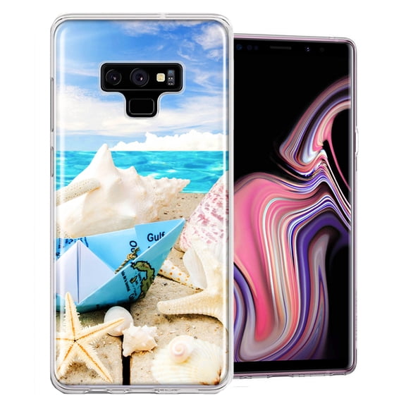 MUNDAZE For Samsung Galaxy Note 9 Beach Paper Boat Design Double Layer Phone Case Cover