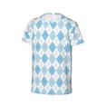 thumbnail image 3 of Honeii Blue and White Squares Print Kids Boy T-Shirt,Breathable Round Neck Tee,Stylish Summer Tee for Boys, for Outdoor Activities and Casual Wear, 3 of 7