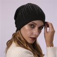 thumbnail image 4 of Clearance! Fdelink Beanie Hat Winter Hats Knitted Double Layer Hot Drill to Keep Warm Neutral Loose Lightweight Hip Hop Soft Cotton Casual Elastic Wool Hat Knitted Double Layer Hot Drill to Keep Warm, 4 of 6