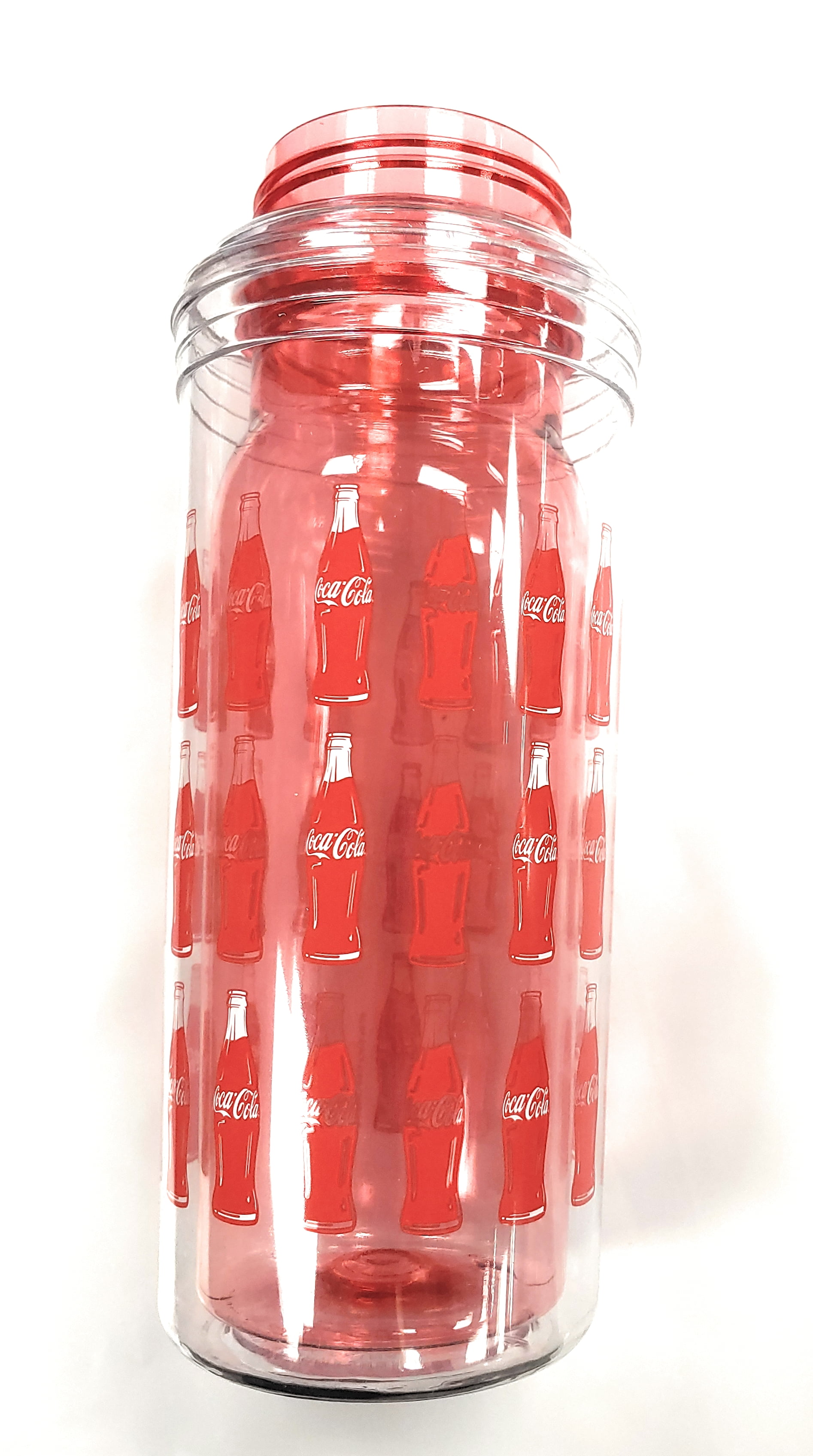 Coca-Cola Glass Water Bottle W/Red Silicone 16oz.