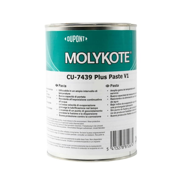Molykote Cu-7439 Plus Paste V1 1kg Lubricant Grease & Metal Surface Adhesion with Powder Copper Long Term High Load Anti Sieze for Machine Component Corrosion Resistance High Temperature