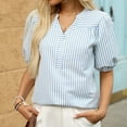 thumbnail image 2 of Kaemgyyd Womens Summer Tops Trendy Patchwork Short Sleeve Button up Blouses Soft Knit Crew Neck Casual Work Clothes, 2 of 7