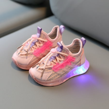 

Qepwscx Children Kids Girls Led Light Luminous Running Sport Shoes Mesh Sneakers Clearance
