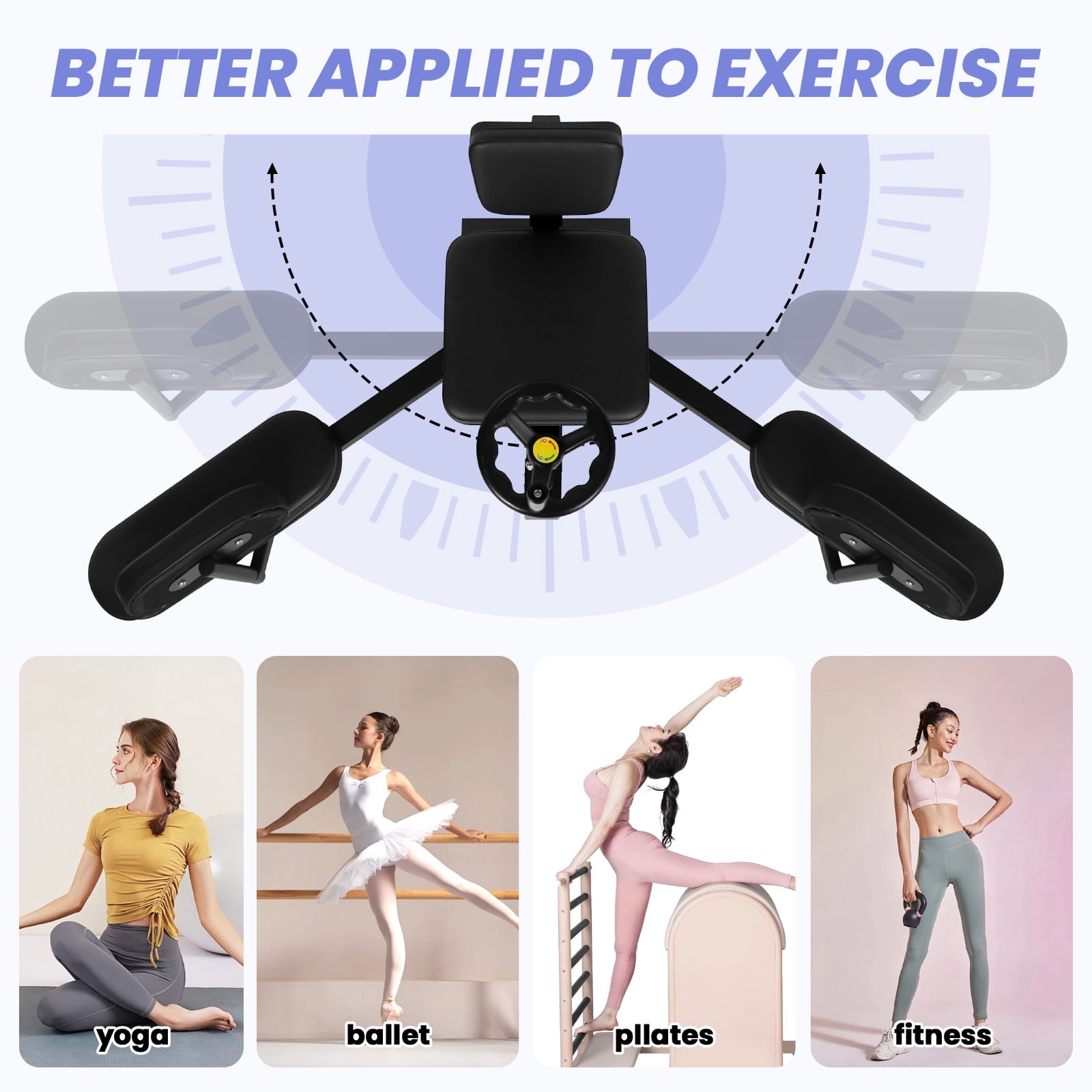 Split Machine Training Equipment with 38.5x16.5x15 Inch Size, 400 LBS Leg Stretcher Machine Black Metal Heavy Duty, Silent Wheels Split Adjustable for Fitness