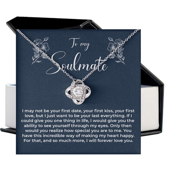 To My Soulmate Necklace For Women, Wife, Necklace For Girlfriend, Wife Necklace From Husband, Soulmate Her, Girlfriend From Boyfriend, Soulmate Necklace For Her #850, White Love Knot Necklace
