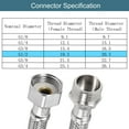 thumbnail image 3 of Uxcell 12" Faucet Supply Line Connector, G1/2 Female x G1/2 Male 304 Stainless Steel Water Supply Hose, 3 of 6