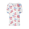 thumbnail image 4 of Fashion American Flag Shirts Women Cute Henley V Neck Button Down Shirts USA Flag Graphic Short Sleeve Tops Summer Dressy Casual Blouses Independence Day Patriotic T-Shirts Summer Tees, 4 of 5