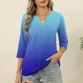thumbnail image 2 of XFLWAM Women's V Neck Three Quarter Sleeve T Shirts Casual Basic Fall Tees Shirts Dressy Loose Fit Tunic Tops, 2 of 6