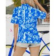 thumbnail image 2 of HAPPY BAY Women's Button Down Blouses Short Sleeve Tops Tropical Vacation Button up Summer Holiday Beach Party Dress Hawaiian Shirts for Women L Eastern, Bamboo Leafs, 2 of 5