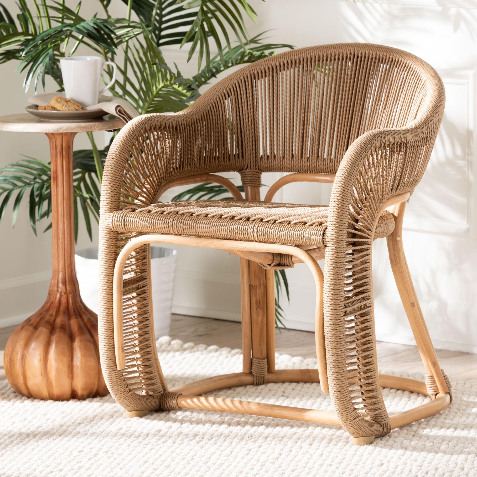 bali & pari Isra Boho Armchair, Natural Brown
