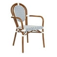 thumbnail image 2 of 2 PACK Bistro Style White and Navy Dining Arm Chair With Bamboo Aluminum Frame, 2 of 9