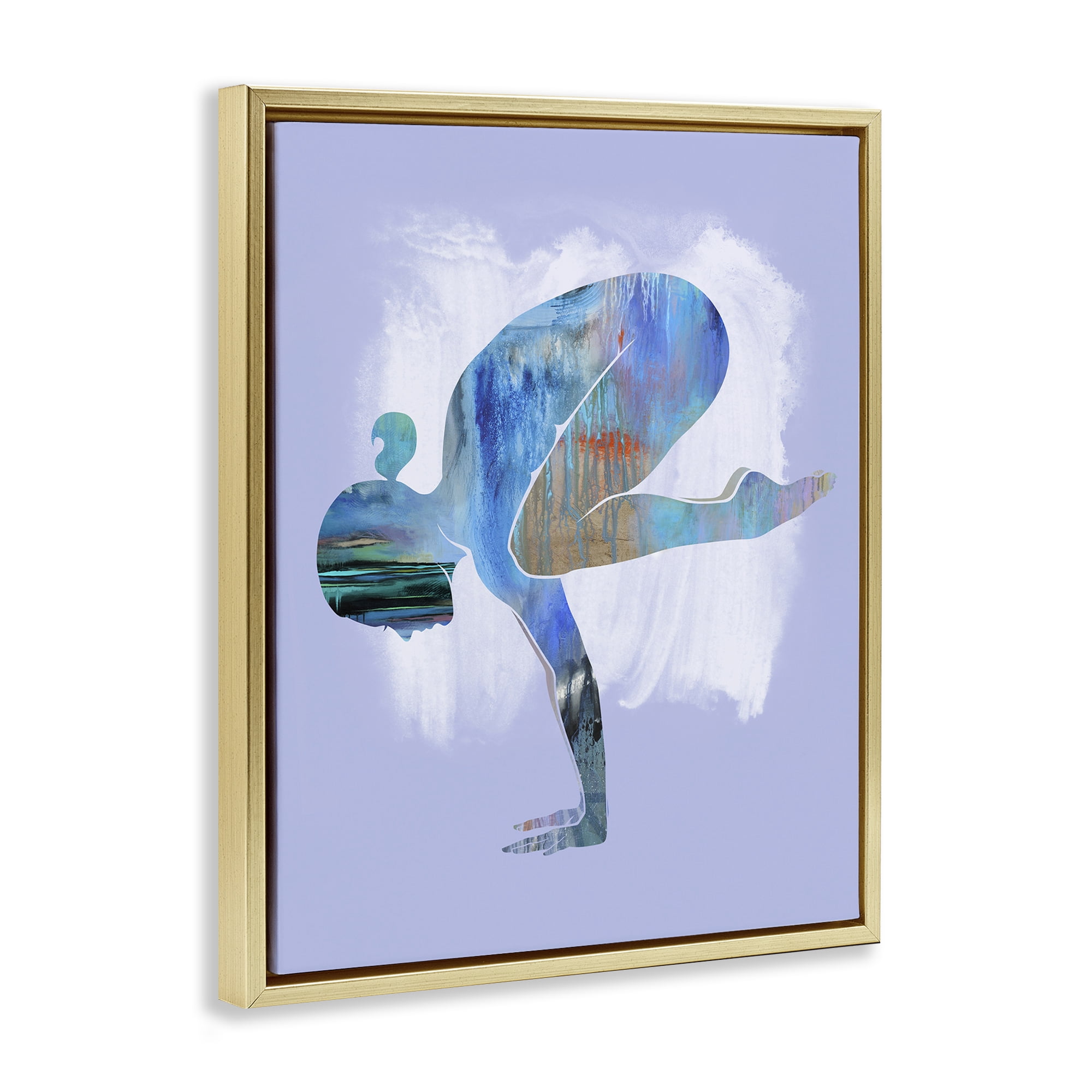 Stupell Industries Mindful Yoga Pose Sports Painting Gold Floater Framed Canvas Art Print Wall Art, 17 x 21