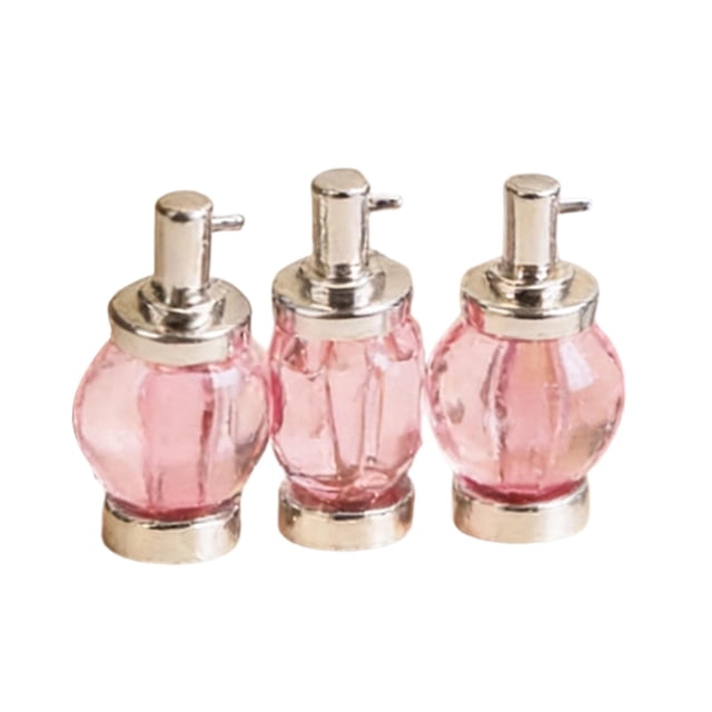 3 piezas de accesorios de decoración en miniatura para casas de muñecas: mini modelos de frascos de perfume en miniatura. Plata
