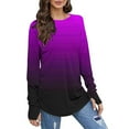 thumbnail image 5 of Kaemgyyd Tops for Women Trendy Gradient Long Sleeve Tunic Tee Casual Oversized Crew Neck Shirts with Thumb Holes, 5 of 5