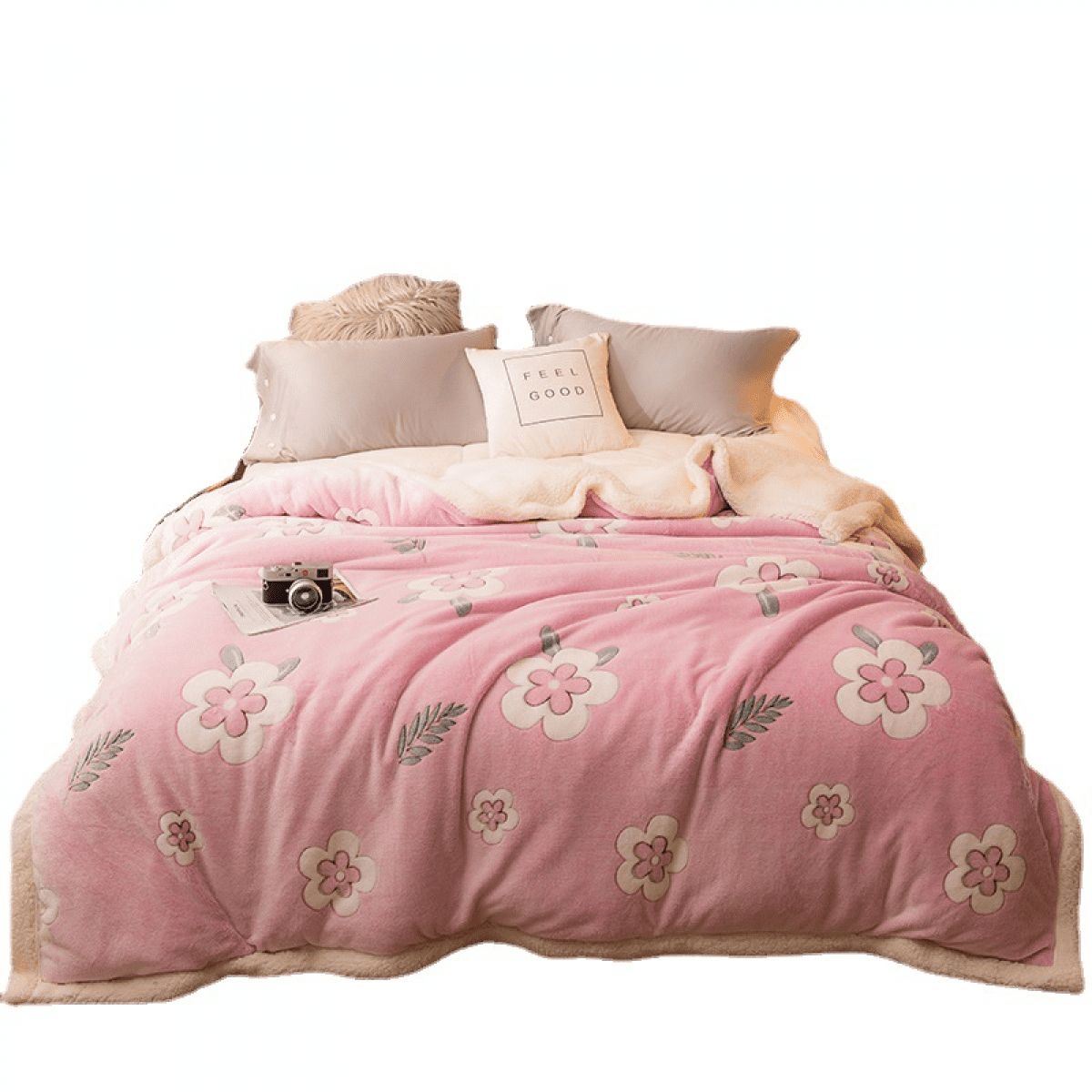 Couverture de Lit en Peluche Taille Simple Couverture Réversible en Polaire pour Lit et Canapé (59x79 Pouces)