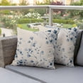 thumbnail image 4 of Spring Blue Flower Pillow Covers 2 Pack Country Watercolor Blue Floral Plant Leaf Linen Pillowcase Waterproof Outdoor Throw Pillow Cover for Patio Garden Square Cushion 16”x16”, 4 of 9