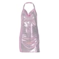 thumbnail image 1 of VISgogo Vestido ajustado con abertura lateral para mujer, falda de brillo sin espalda con cuello halter para clubes nocturnos / bares, dorado / plateado / negro / verde VISgogo moda, 1 of 6