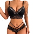 thumbnail image 1 of Gibobby Sujetador De Encaje Para Mujer Conjunto de Sujetador de encaje de encaje liso negro Copa gruesa Conjunto de sujetador de ropa interior en forma de T(Negro, 80B), 1 of 5