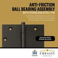 thumbnail image 2 of Embassy 3” x 3” Ball Bearing Door Hinge Heavy Duty Hinges Oil Rubbed Bronze with Flat Tips, 2 of 7