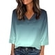 thumbnail image 2 of Xuyuer Women's Holiday Floral Print V-Neck 3/4 Sleeve Casual Loose Shirt, 2 of 5