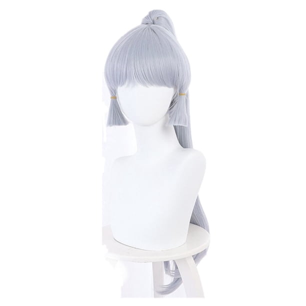 Disfraz de Cosplay de Genshin Impact para mujer adulta, Kimono de Anime para fiesta de Halloween, falda superior, traje de peluca, Kamisato Ayaka
