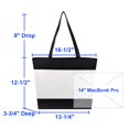 thumbnail image 2 of Muka Canvas Zippered Tote with Lining, Two-Tone Accent Gusseted Tote Bag, 16-1/2" x 12-1/2" x 3-3/4", 2 of 6