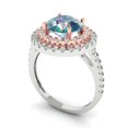 thumbnail image 2 of 2.6 ct Round Cut Blue Moissanite with Simulated Diamond Halo Accents 18K White/Rose Gold Womens Engagement Ring, 2 of 6