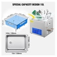 thumbnail image 6 of 15L Ultrasonic Cleaner with Heater & Timer - Professional 40kHz Digital Ultrasonic Cleaning Machine for Jewelry, Tools, Parts - 110V, 6 of 9