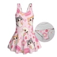thumbnail image 6 of COEQINE Girls One Piece Bathing Suit with Skirt, Scoop Neck Sleeveless Wide Straps Swimwear, Polyester Spandex Swimsuit for Kids 12-13 Years, Machine Washable Cute Cat Ice Cream Pink, 6 of 8