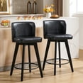 thumbnail image 2 of TEWLOSS Counter Height Bar Stools Set of 2, 27.5in Swivel PU Leather Bar Chairs with Curved Back for Kitchen Island, Black, 2 of 7