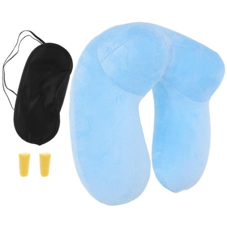 Masteelf Inflatable U-Shaped Neck Pillow for Travel, Sleeping Comfort Neck and Shoulder Support Cushion for Airplane, Car, Train, Office - Sky