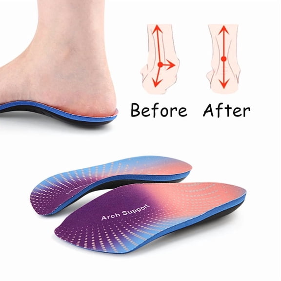 3/4 Length Orthotic Insoles Velvet Surface U‑Shaped Heel Cup Arch Support Shoe Inserts for Men Women