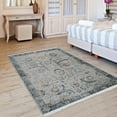 thumbnail image 4 of Ottomanson Machine Washable Cotton 4x6 Flatweave Area Rug for Living Room, 4' x 6', Gray/Blue Floral, 4 of 9