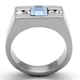 thumbnail image 3 of High polished (no plating) Stainless Steel Ring with Top Grade Crystal in Aquamarine for Women Aquamarine Stone Color Style TK2307 Size 10, 3 of 5