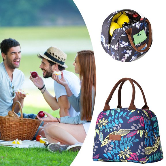 Clearance! Hilingoto Lunch Bag, Lunch Bag Large Leaf, Lunch Bag for Women Men Insulated Lunch Box for Adult Reusable Lunch Tote Bag for Work Picnic School or Travel Tote 11.8X9.3X3.5Inch