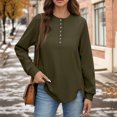 thumbnail image 7 of Women's Fashion Women's Lightweight Long Sleeve Pullover With Pockets Preppy Graphic Hoodie, Solid Color Fall Winter Sweatshirt with Button Details for Stylish Outfits,Army Green,L, 7 of 7