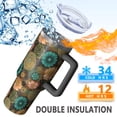 thumbnail image 5 of 40oz Pioneer Flower Floral Print Pattern Insulated Tumbler with Handle, BPA-Free Leak Proof Lid and Straws, Double Wall Vacuum, Hot 12h/Cold 34h, 5 of 6