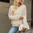 thumbnail image 4 of Bxsruta Womens Long Sleeve Tops Crew Neck Lace Patchwork Loose Casual Pullover Blouses, 4 of 8