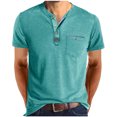 thumbnail image 1 of pstuiky Camisa de manga corta para hombre, Blusa de manga corta con cuello vuelto, bolsillos y botones de colores lisos para hombre camisas casuales para hombre s, 1 of 8