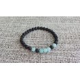 thumbnail image 3 of Natural Volcanic Lava & Amazonite 6mm Round Shape Smooth Cut Beads Stretchable Bracelet for Men & Women., 3 of 3