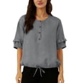 thumbnail image 2 of Jacenvly Hauts pour Femmes Liquidation Mode Été Manches Courtes Col Rond Débardeur Régulier Hauts et Blouses pour Femmes, 2 of 7