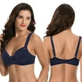 thumbnail image 6 of Curve Muse Women's Plus Size Underwired Unlined Balconette Cotton Bra-3Pack-Navy Print,Navy,Yellow-42D, 6 of 7