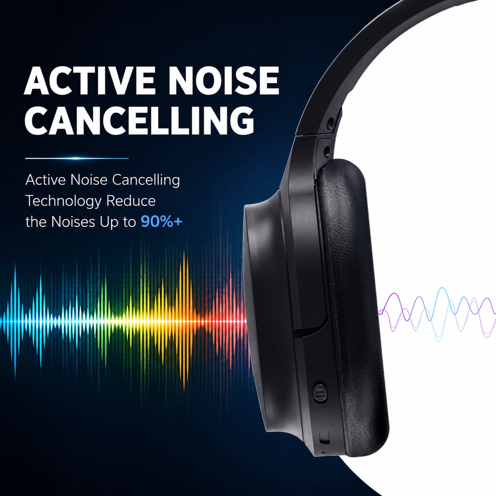 AEWLYLI Noise Cancelling Headphones, Foldable Over Ear Stereo Headset with Microphone, S31 Black