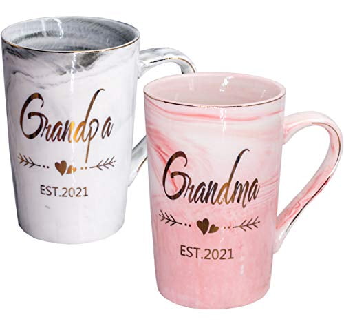 Personalized Grandparent Mugs Set Grandma and Grandpa Mugs Pregnancy Announcement New Grandparent Gifts for Grandparents Coffee Mugs Set